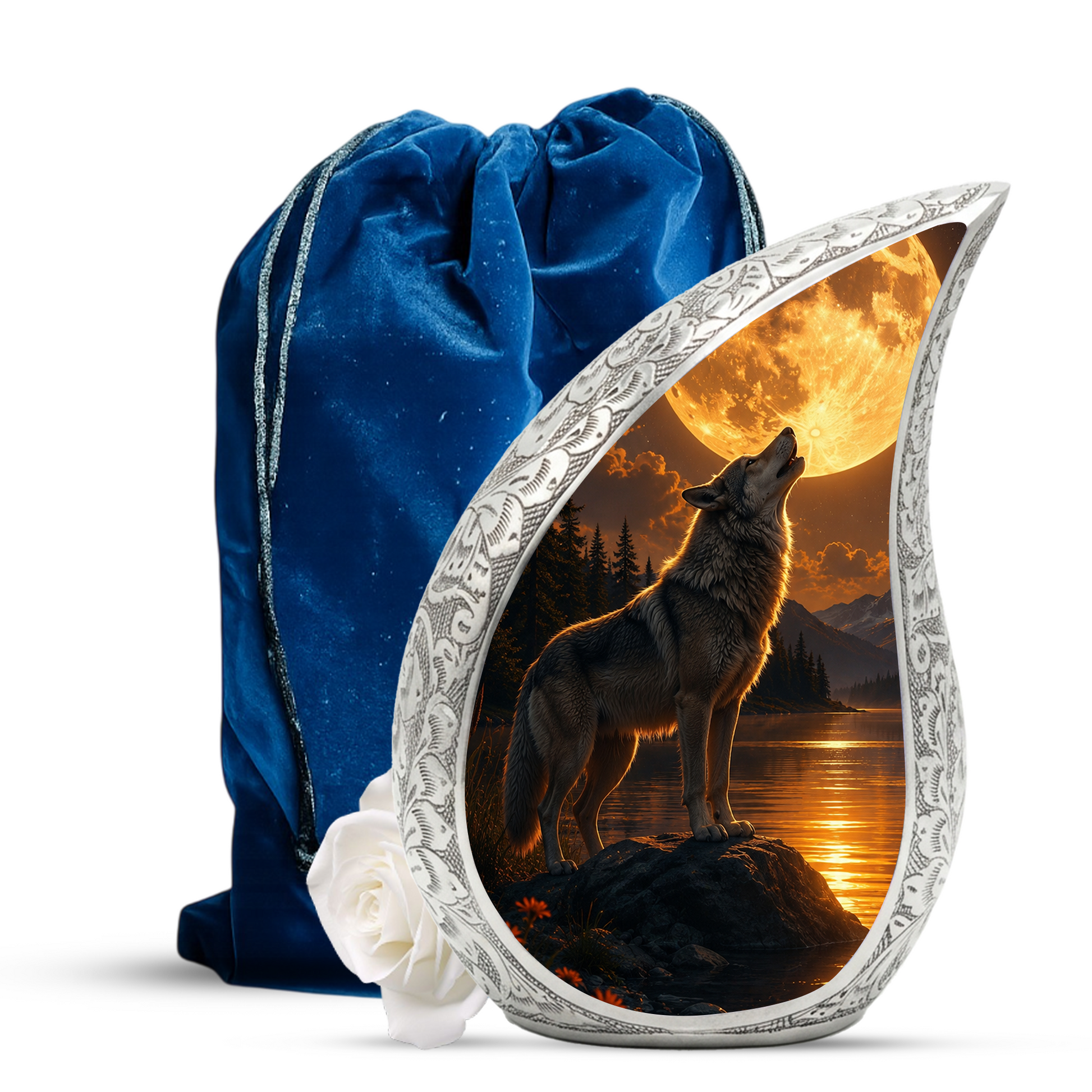 Wolf Adult Urn for Human Ashes – Moonlight Adult Cremation Urn