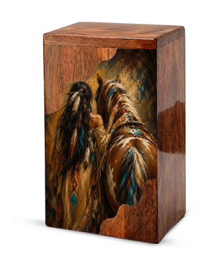 Horse Spirit Wooden Cremation Urn – Wooden Urn for Human Ashes