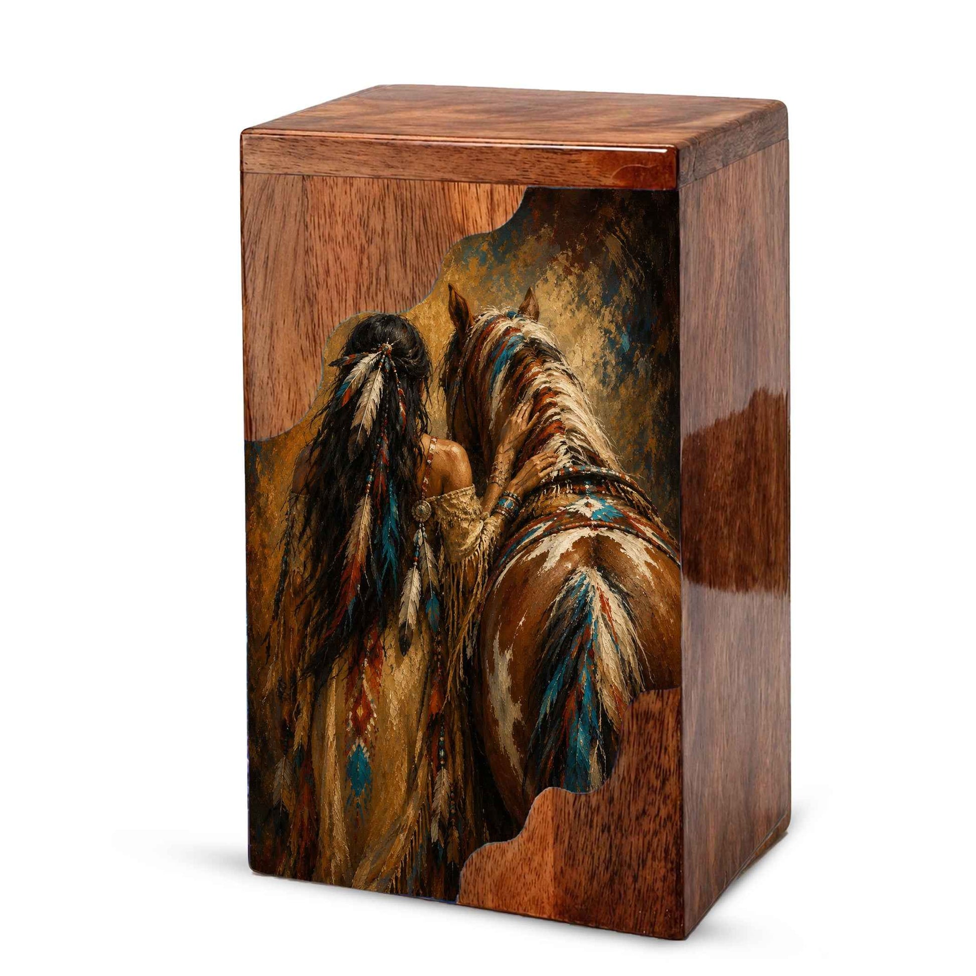 Horse Spirit Wooden Cremation Urn – Wooden Urn for Human Ashes