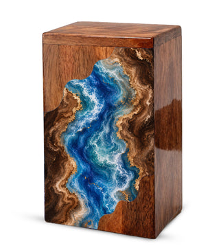 Ocean Wooden Cremation Urn – Wooden Urn for Human Ashes
