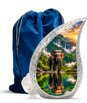 Elephant Cremation Urn for Adult Ashes, Personalized Wildlife Memorial Urn, Nature Animal Urn for Ashes, Adult Cremation Urn