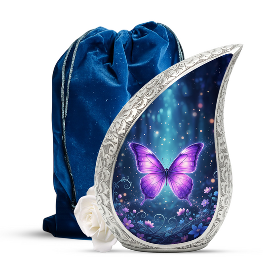 Purple Butterfly Urn for Human Ashes | Urn for Mom | Butterfly Memorial Urn