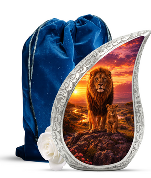 Lion Sunset Urn for Human Ashes | Adult Cremation Urn for Ashes