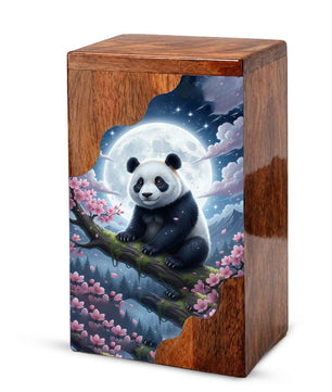 Wooden Cremation Urn – Moonlit Panda Memorial Urn | Custom Memorial Urn for Mom, Dad & Loved Ones