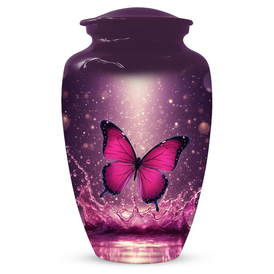 Personalized Pink Butterfly Cremation Urn for Ashes | Memorial Urn for Mom