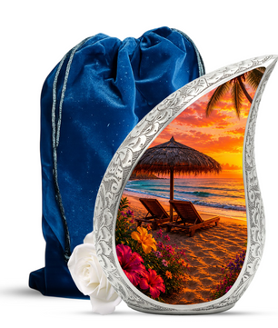 Beach Sunset Adult Cremation Urn for Mom, Dad, Women & Men, Memorial Urn for Ashes