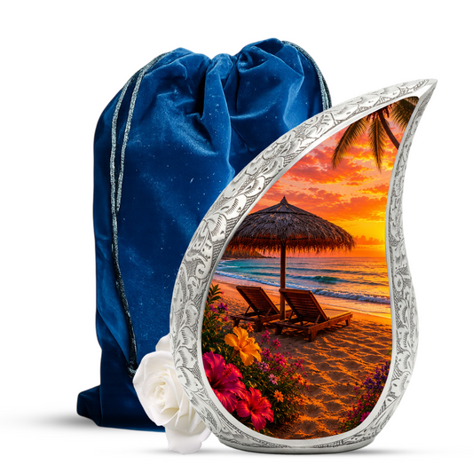 Beach Sunset Adult Cremation Urn for Mom, Dad, Women & Men, Memorial Urn for Ashes