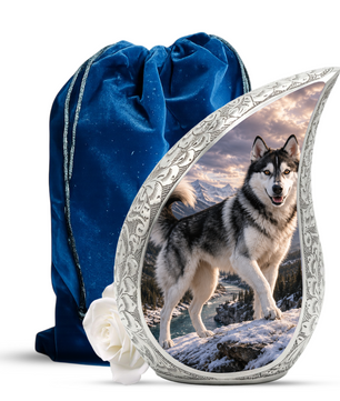 Large Husky Dog Cremation Urn - Siberian Memorial Keepsake Urns For Pet Ashes