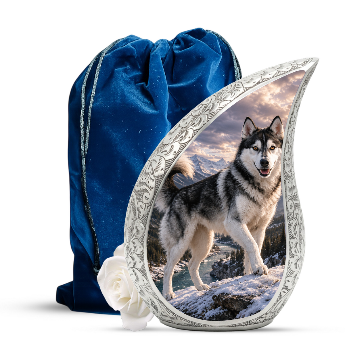 Large Husky Dog Cremation Urn - Siberian Memorial Keepsake Urns For Pet Ashes