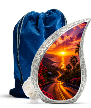 Beach Sunset Urn for Human Ashes | Ocean Coastal Adult Cremation Urn