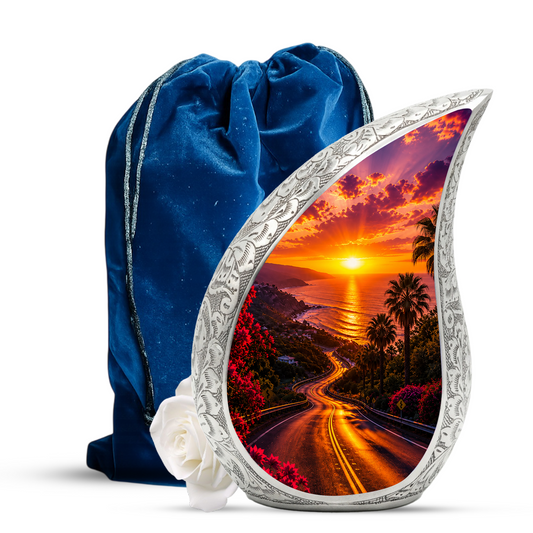 Beach Sunset Urn for Human Ashes | Ocean Coastal Adult Cremation Urn