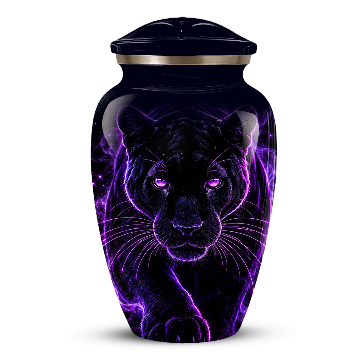 Black Panther Cremation Urn for Ashes | Personalized Panther Memorial Urn | Purple Panther Adult Urn