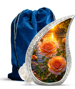 Pink Rose Sunset Adult Urn for Human Ashes – Beautiful Memorial Urn for Mom