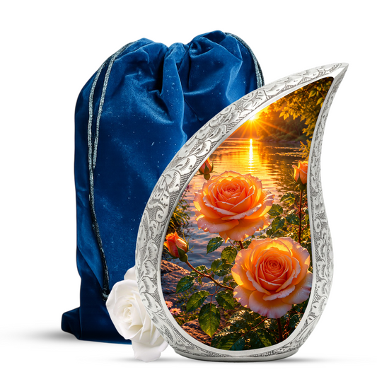 Pink Rose Sunset Adult Urn for Human Ashes – Beautiful Memorial Urn for Mom