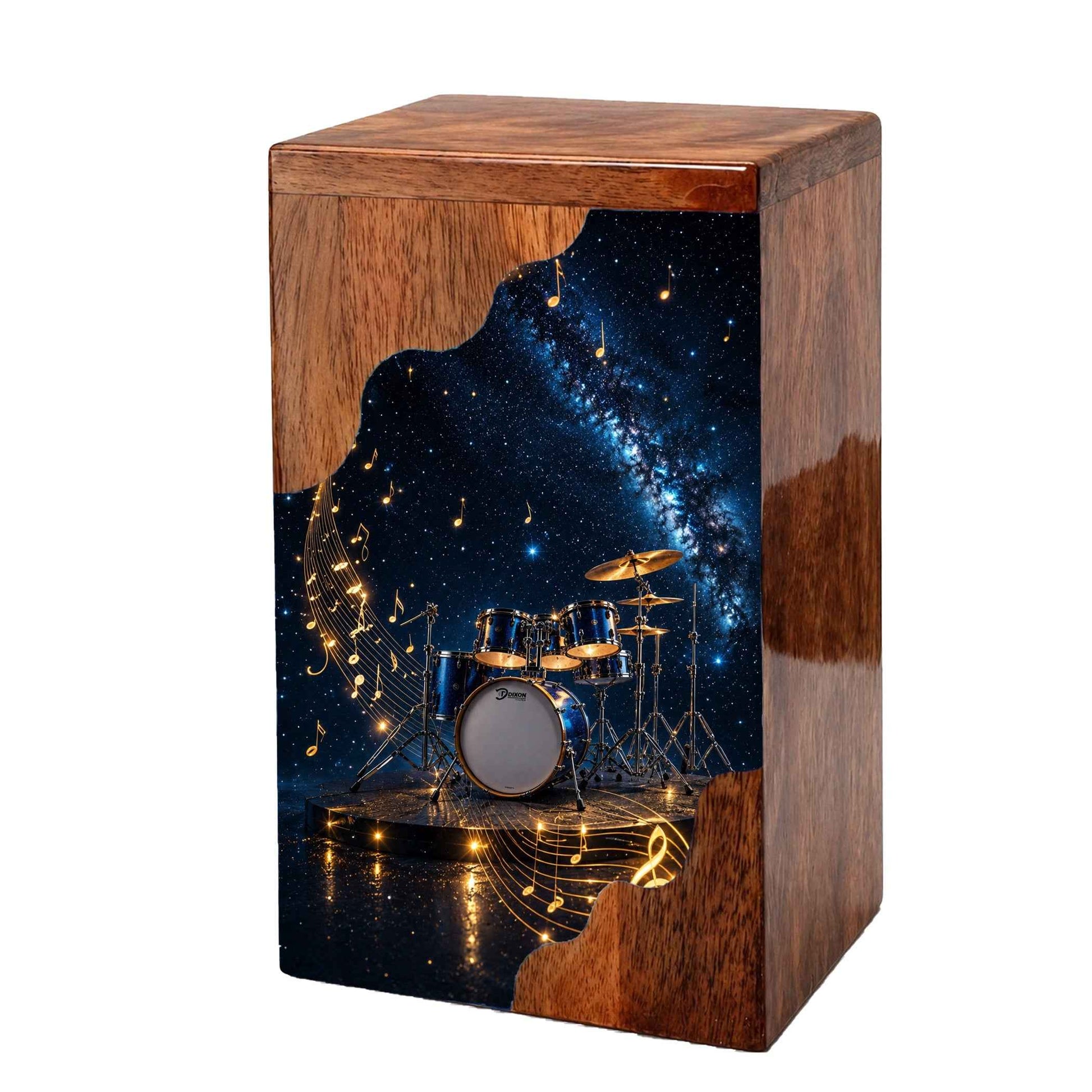 Music Memorial Wooden Cremation Urn – Drum Set Memorial Urn