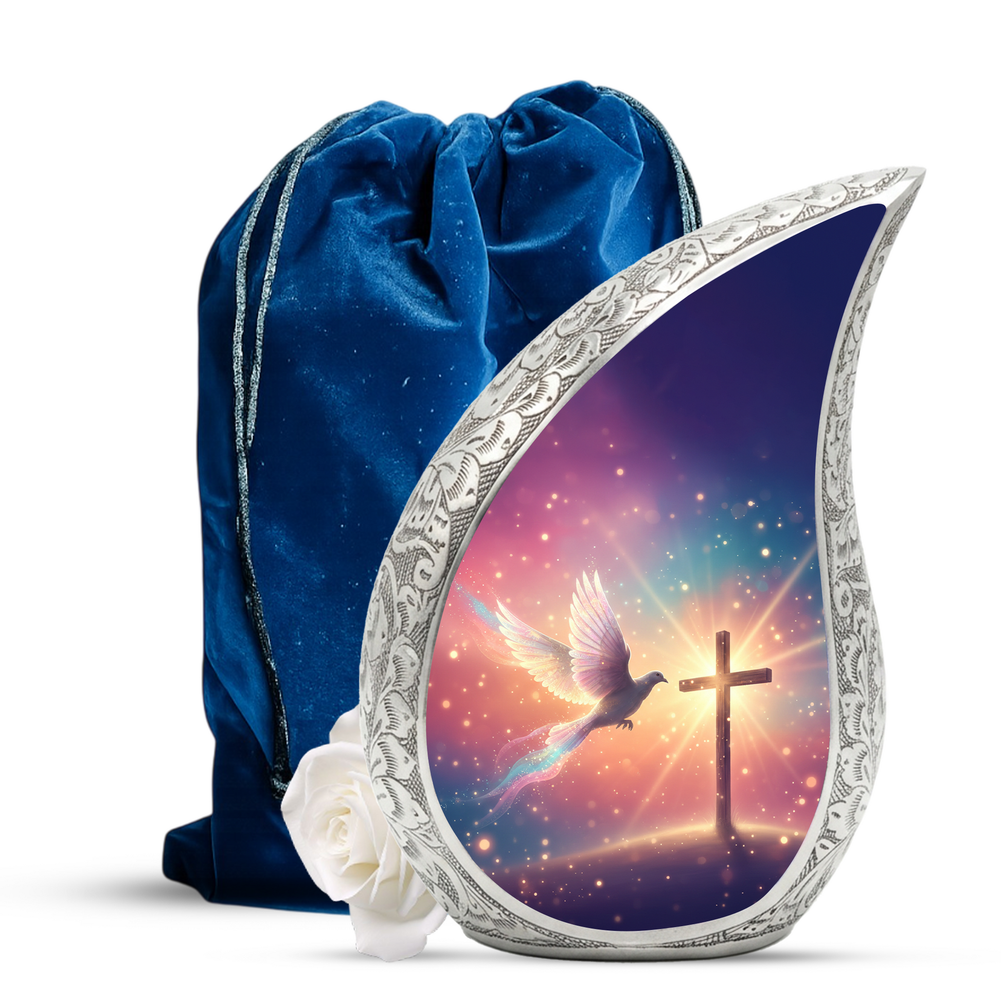 Christian Memorial Urn | Religious Urn for Ashes | Sunset Cross Urn