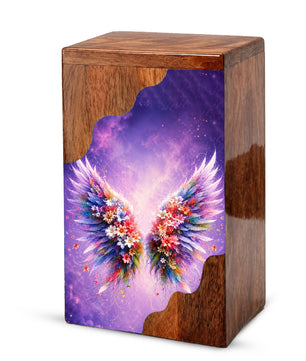 Angel Wings Wooden Cremation Urn – Wooden Urn for Human Ashes