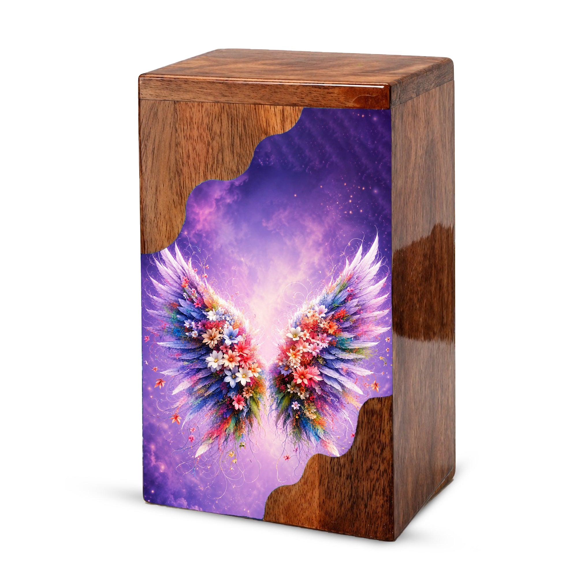 Angel Wings Wooden Cremation Urn – Wooden Urn for Human Ashes