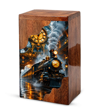 Steam Train Wooden Cremation Urn – Wooden Urn for Human Ashes
