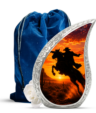 Western Cowboy Urn for Ashes, Cowboy Cremation Urn, Adult Funeral Urn for Human Ashes