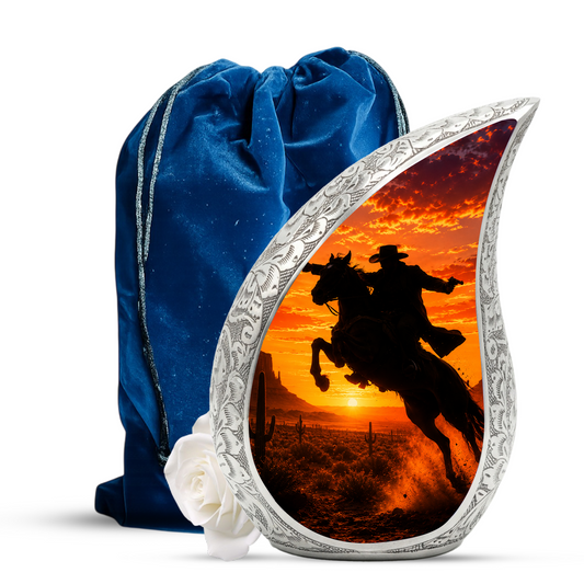 Western Cowboy Urn for Ashes, Cowboy Cremation Urn, Adult Funeral Urn for Human Ashes