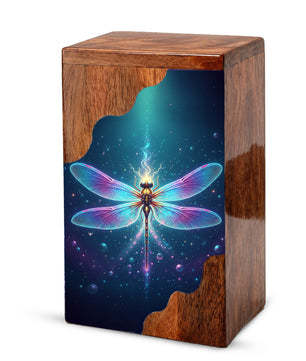 Dragonfly Wooden Cremation Urn – Radiant Butterfly Inspired Memorial Wooden Urn for Human Ashes