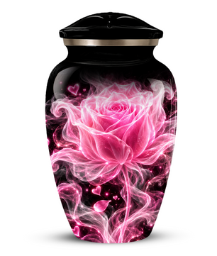 Pink Rose Cremation Urn for Ashes | Personalized Floral Memorial Urn | Handmade Adult Urn for Human Ashes