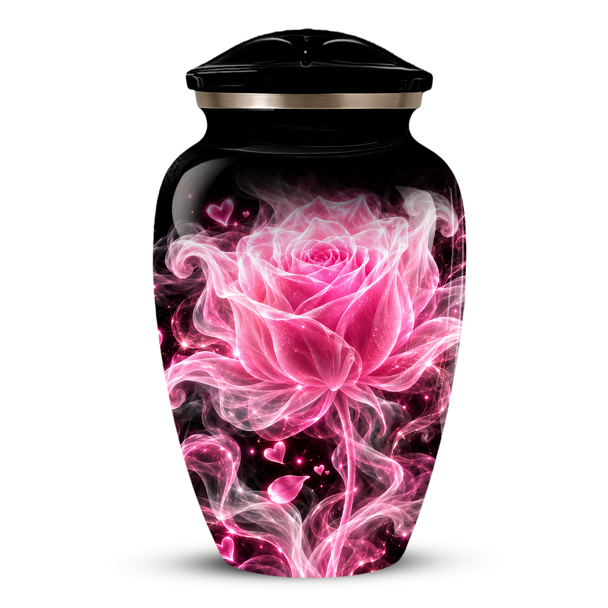 Pink Rose Cremation Urn for Ashes | Personalized Floral Memorial Urn | Handmade Adult Urn for Human Ashes
