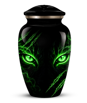 Adult Cremation Urn – Black Panther Green Eyes Memorial Urn for Adult Ashes