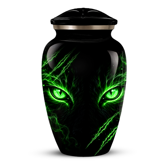 Adult Cremation Urn – Black Panther Green Eyes Memorial Urn for Adult Ashes
