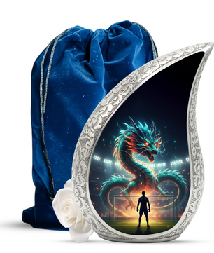 Dragon Soccer Memorial Urn for Dad | Personalized Adult Cremation Urn for Men