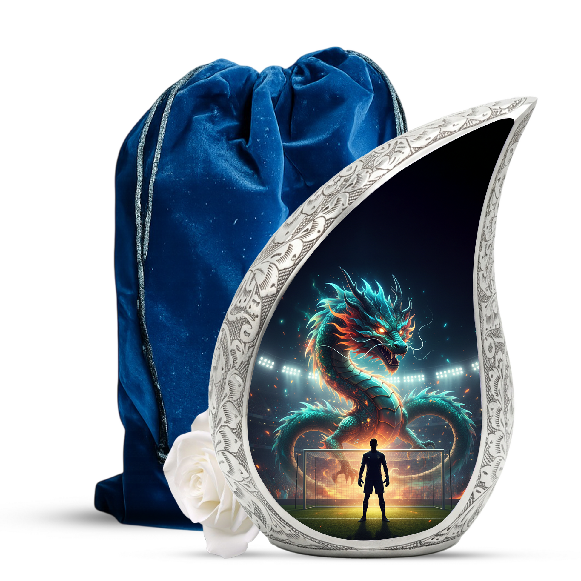 Dragon Soccer Memorial Urn for Dad | Personalized Adult Cremation Urn for Men