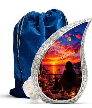 Sunset Memorial Urn for Mom-Cremation Urn for Women|Keepsake Memorial Urn