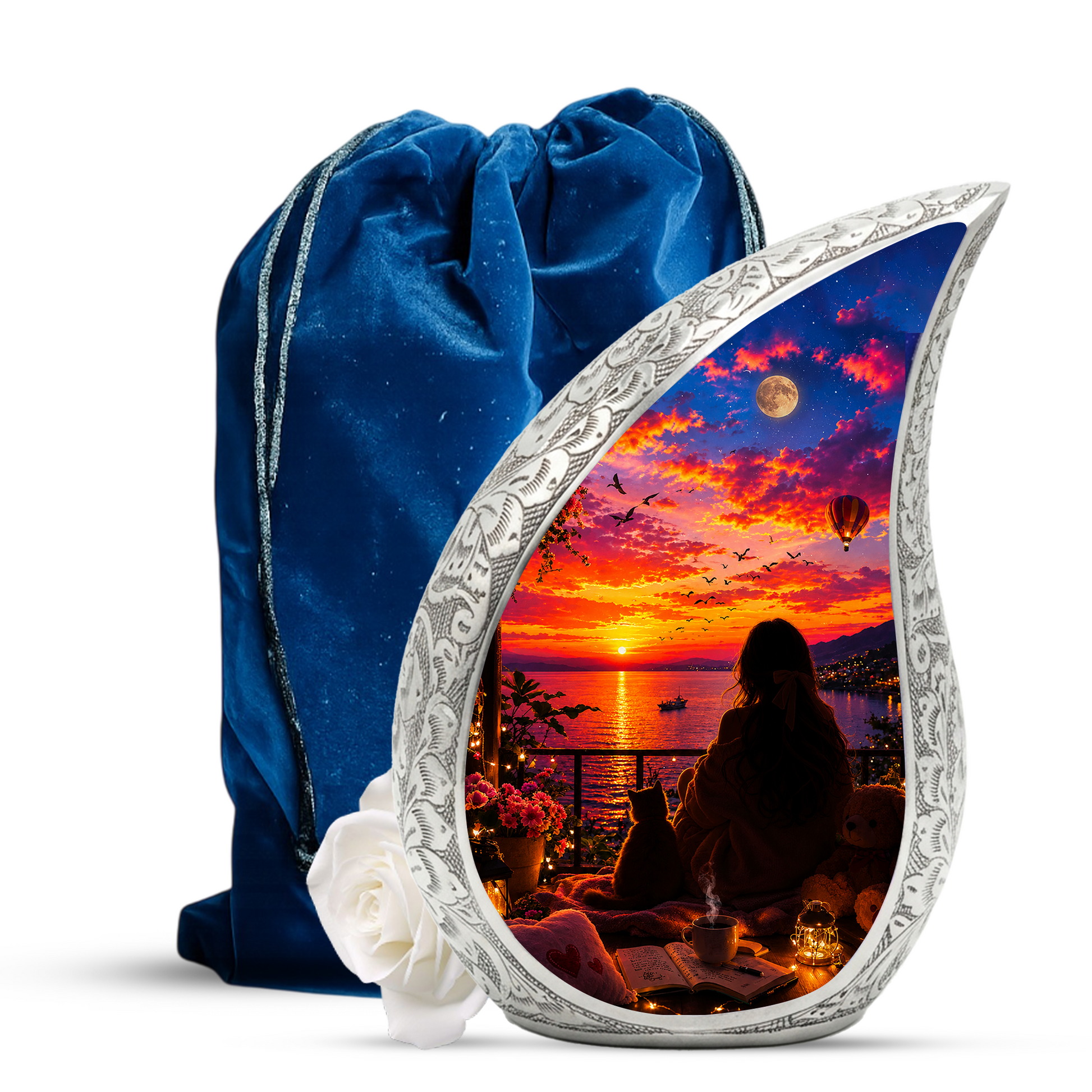 Sunset Memorial Urn for Mom-Cremation Urn for Women|Keepsake Memorial Urn