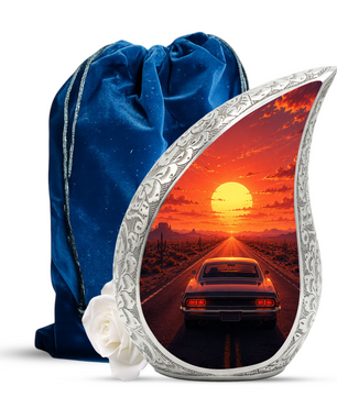 Muscle Car Sunset Urn for Adult Ashes – Classic Car Memorial Cremation Urn