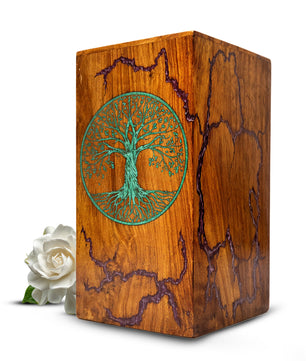 Tree of Life Wood Urn For Ashes - Personalized Wooden Keepsake Resin Urns Box
