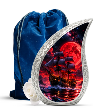Pirate Ship Cremation Urn for Ashes, Nautical Memorial Urn, Ocean Themed Urn for Men