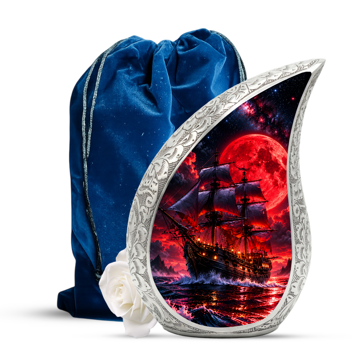 Pirate Ship Cremation Urn for Ashes, Nautical Memorial Urn, Ocean Themed Urn for Men