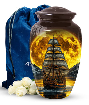 Memorial Urn for Dad, Sailing Ship Cremation  Large Urn for Ashes