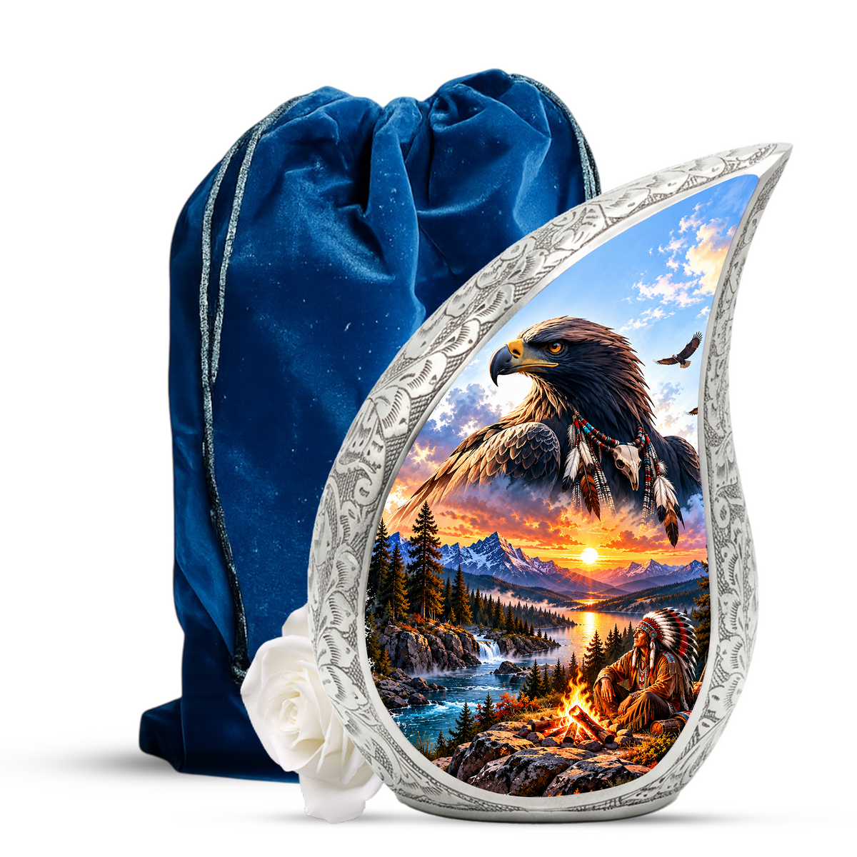 Eagle Adult Urn for Ashes, Native American Eagle Cremation Urn for Human Ashes