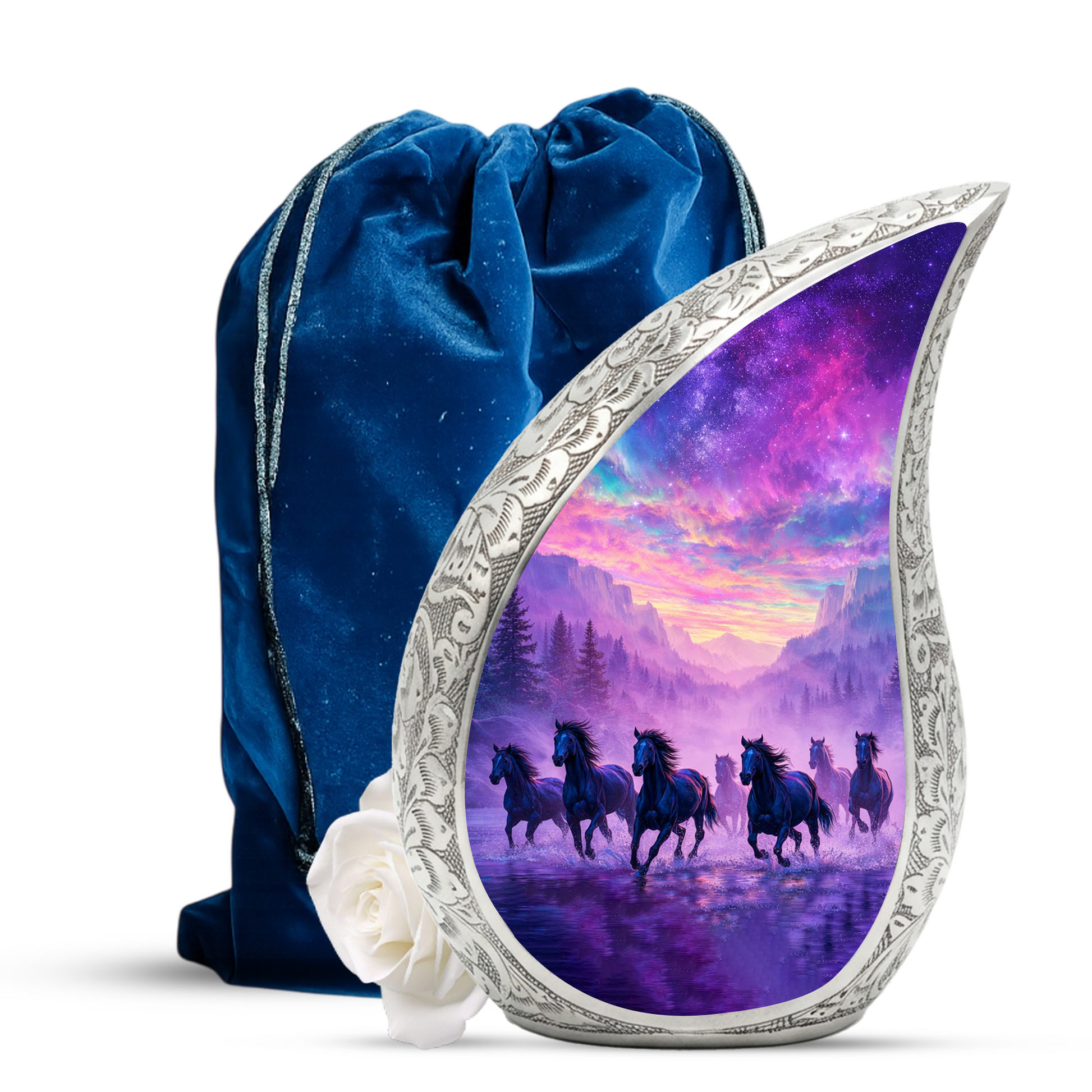 Running Horses Adult Urn for Human Ashes – Premium Horses Cremation Urn