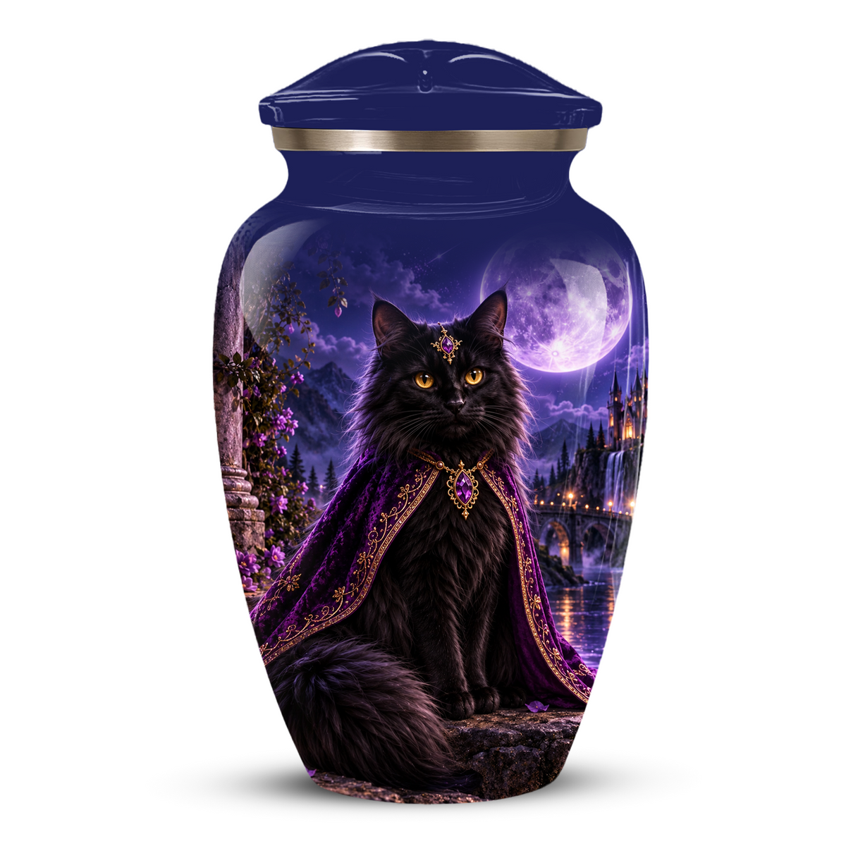 Personalized Cat Urn for Ashes | Custom Pet Urn for Cats | Handmade Metal Cat Memorial Urn