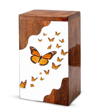 Wooden Butterfly Cremation Urn – Monarch Butterfly Memorial Urn | Custom Wooden Urn for Human Ashes