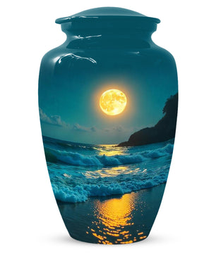 Ocean Moon Cremation Urn for Adult Ashes | Peaceful Beach Memorial Urn