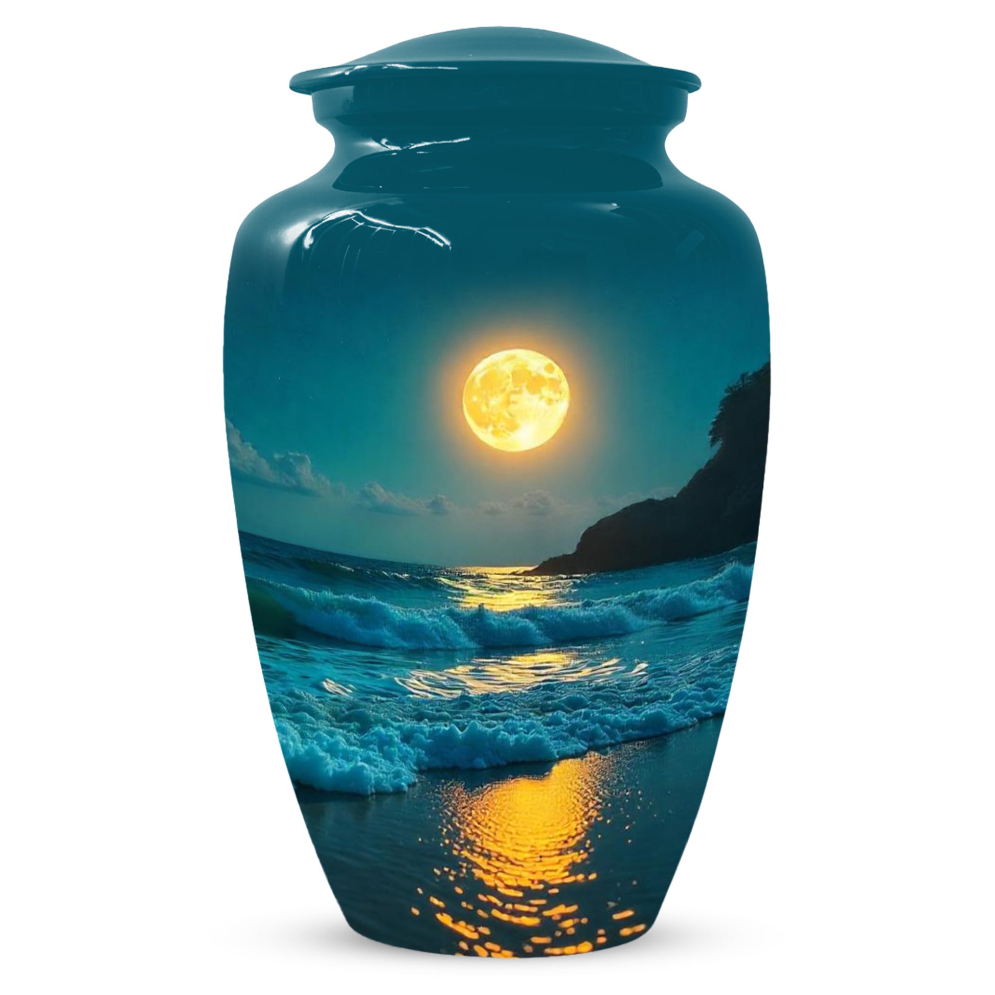 Ocean Moon Cremation Urn for Adult Ashes | Peaceful Beach Memorial Urn