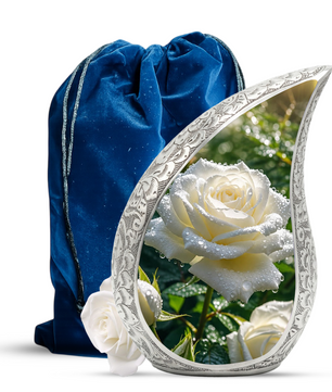 White Rose Urn for Mom, Beautiful Urns for Women