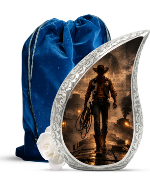 Cowboy Urn for Dad & Men | Western Cremation Urn for Adult Male Ashes | Cowboy Memorial Urn