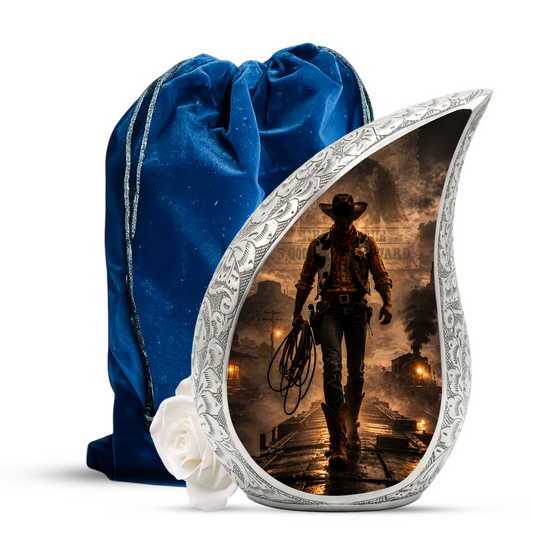 Cowboy Urn for Dad & Men | Western Cremation Urn for Adult Male Ashes | Cowboy Memorial Urn