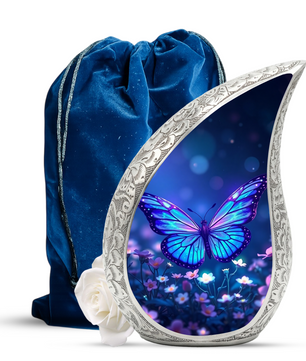 Blue Butterfly Urn for Human Ashes | Butterfly Memorial Urn