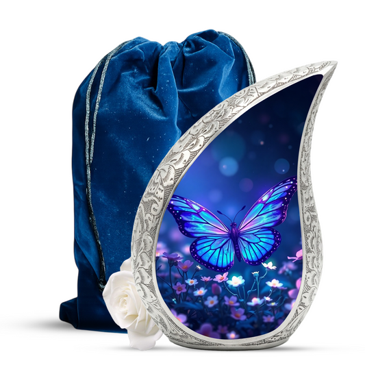 Blue Butterfly Urn for Human Ashes | Butterfly Memorial Urn
